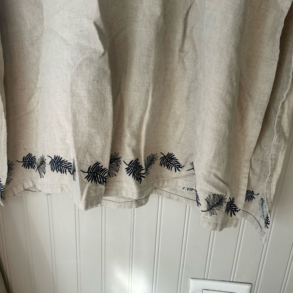 Vintage Sag Harbor Size 16 Linen Blend Cream Collared Embroidered Maxi Dress - Picture 4 of 6